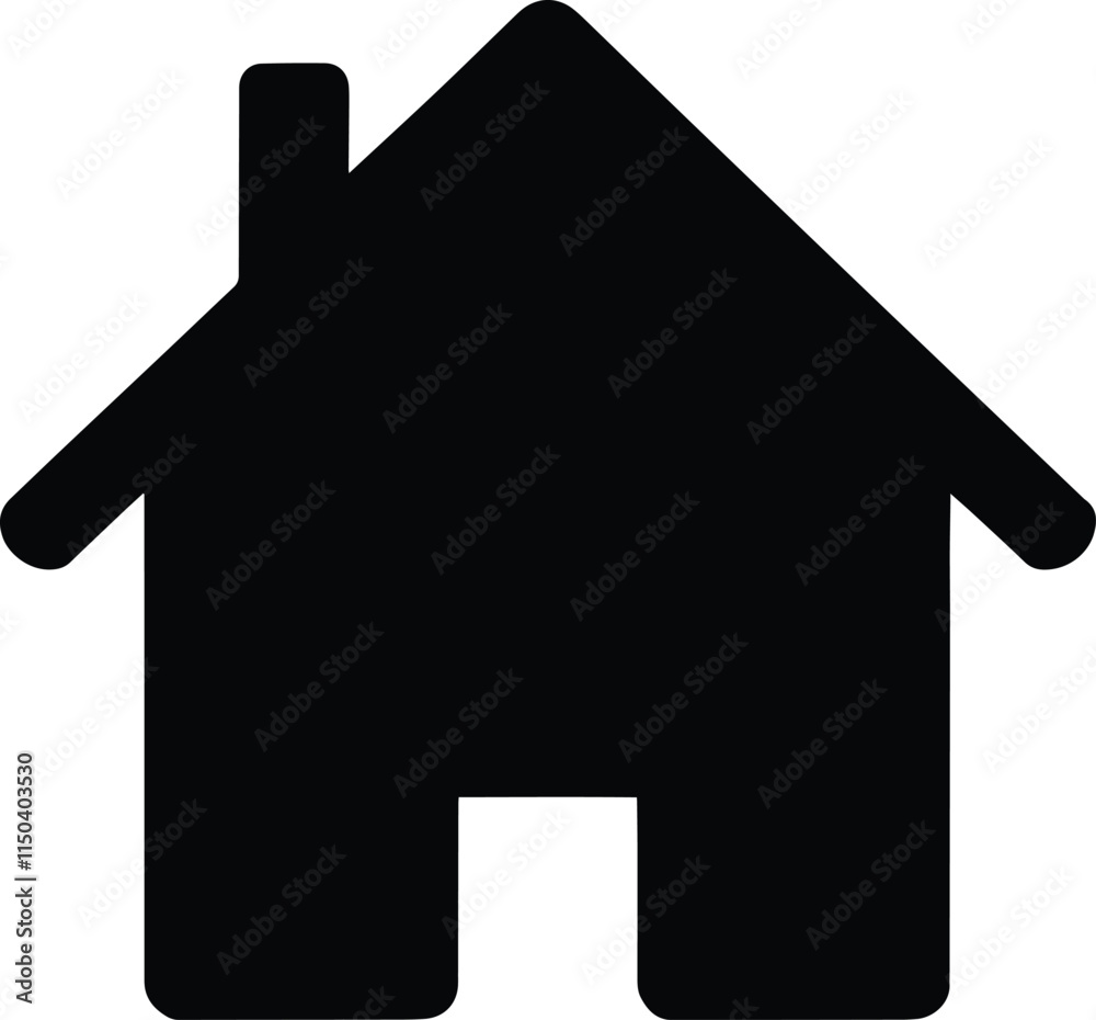 Black Detailed Silhouette of a House with Clean Proportions, Isolated on a White Background for Minimalist and Architectural Design Themes Black Detailed Silhouette of a House with Clean Proportions, Isolated on a White Background for Minimalist and Architectural Design Themes