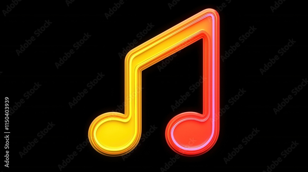Obraz premium Neon Music Note Icon on Black Background for Creative Projects