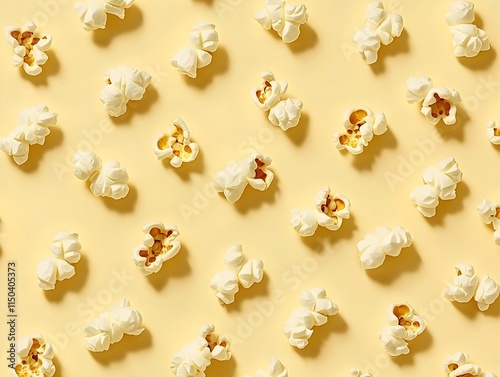 Close up of freshly made pop corn pattern, generative AI. photo