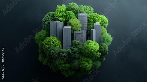 A vibrant cityscape merges with lush greenery, symbolizing harmony between urban life and nature.