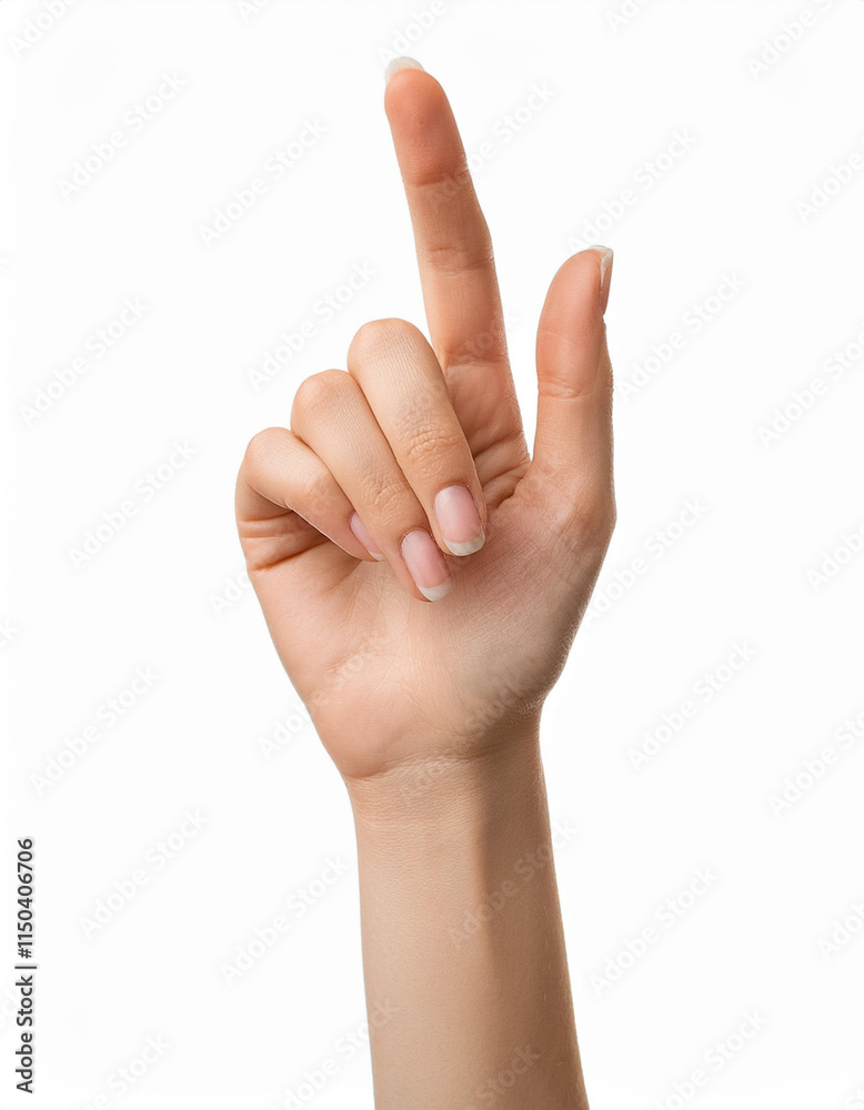 Index finger reaching against white background Index finger reaching against white background