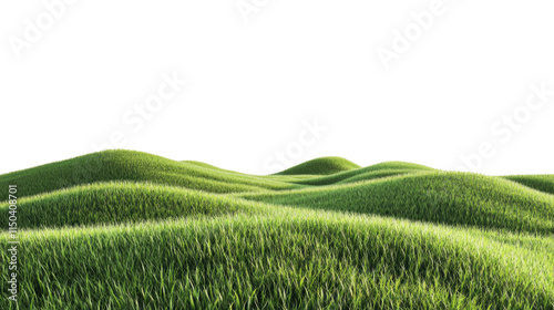 Fototapeta Naklejka Na Ścianę i Meble -  Green meadow landscape, transparent background
