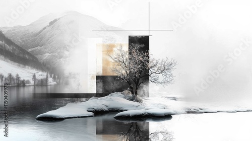 An abstract nature composition with desaturated tones, blending organic forms and soft textures