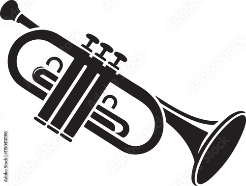 Elegant Black Silhouette Trumpet Illustration Vector Graphic