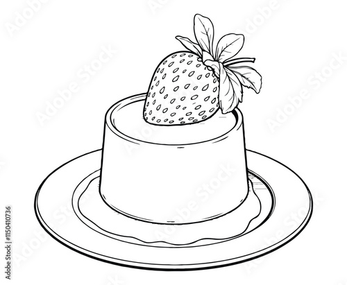 Strawberry panna cotta coloring page