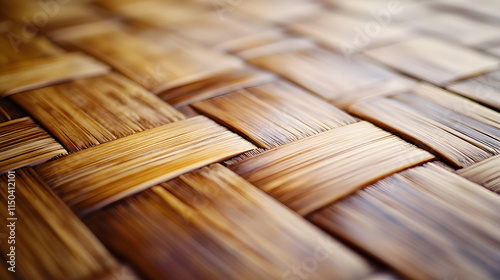 Wallpaper Mural A modern bamboo table with a woven pattern surface photographed from a mid-angle. Torontodigital.ca