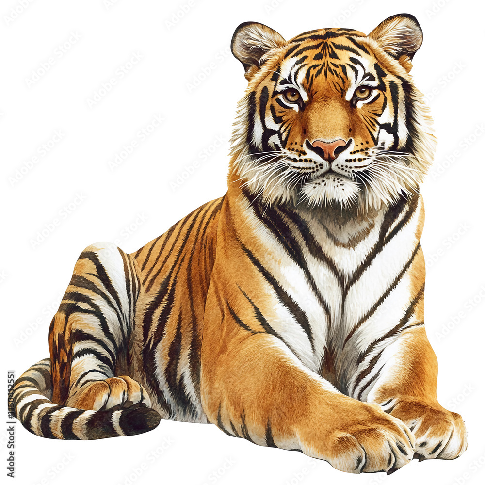 Naklejka premium Watercolor Tiger Vector Illustration