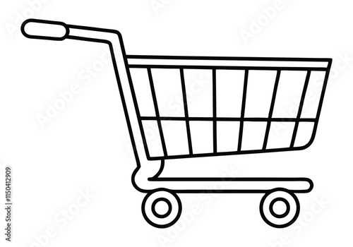 Wallpaper Mural Minimalist Continuous Line Art of a Shopping Cart with Basket, Wheels, and Handle in a Modern Retail Style Torontodigital.ca