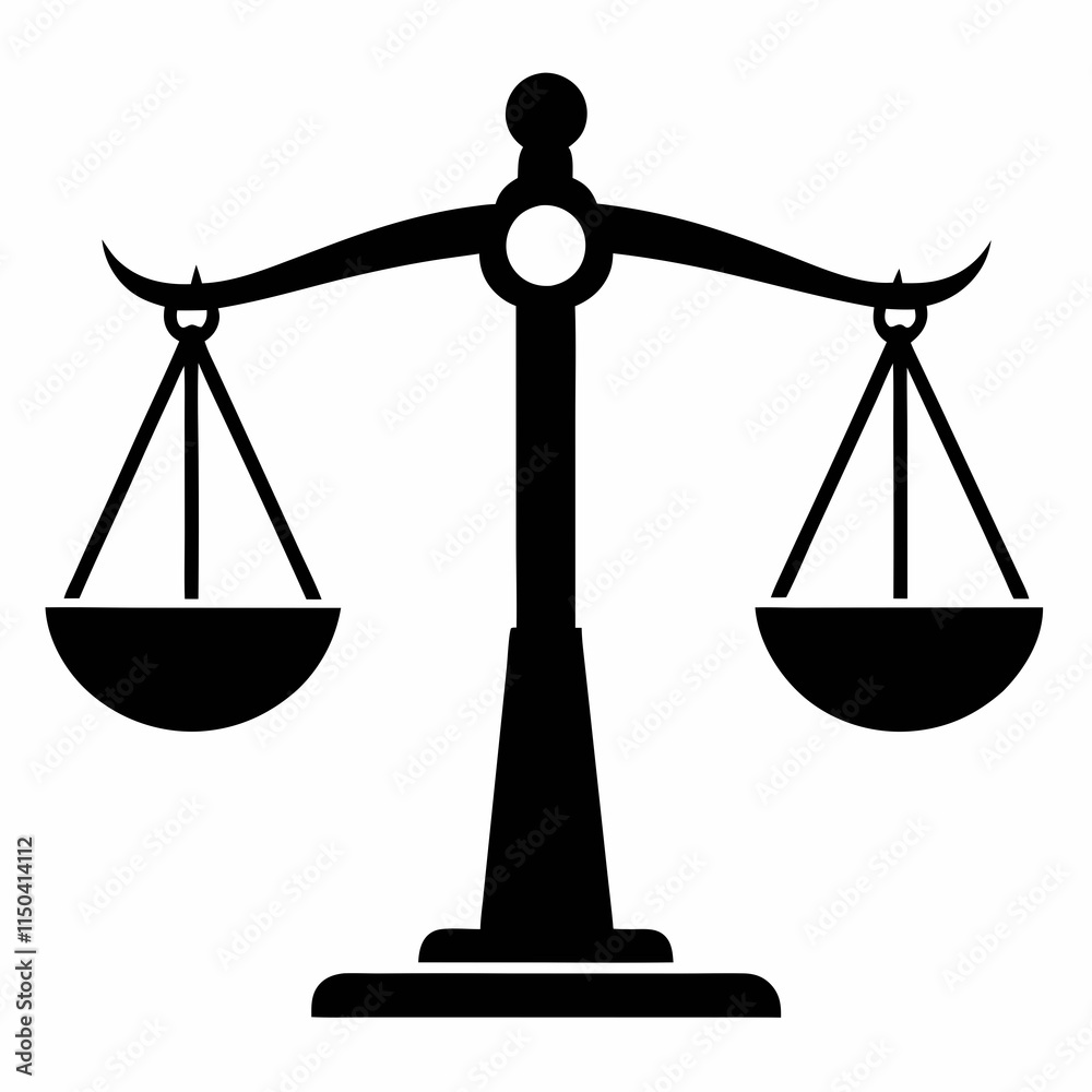 Balance Scale Black Silhouette Vector Balance Scale Black Silhouette Vector