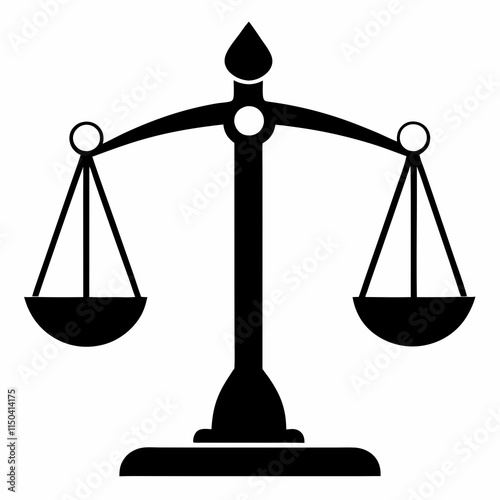 Balance Scale Black Silhouette Vector