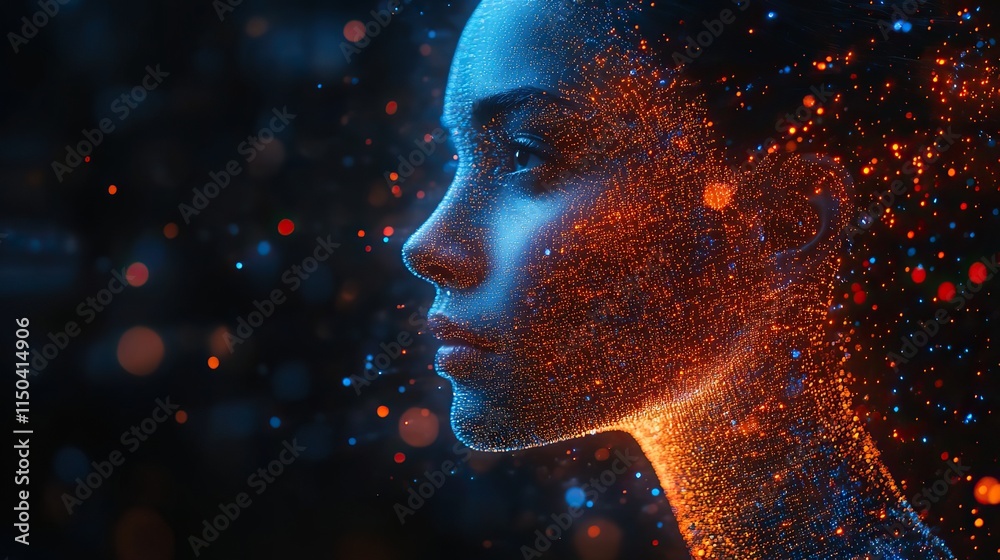 Hologram technology and data science with sci-fi elements, representing future digital transformation and AI Hologram technology and data science with sci-fi elements, representing future digital transformation and AI