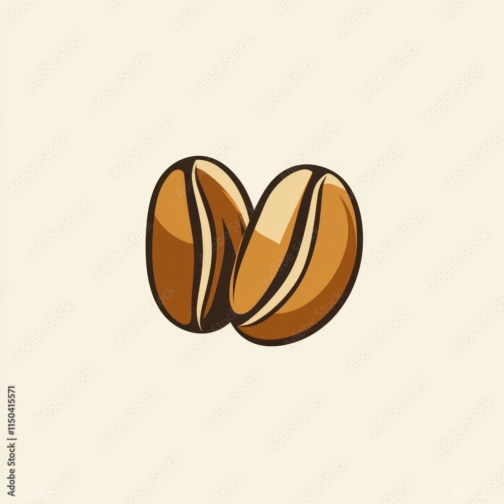Obraz premium Two Coffee Beans Illustrative Design