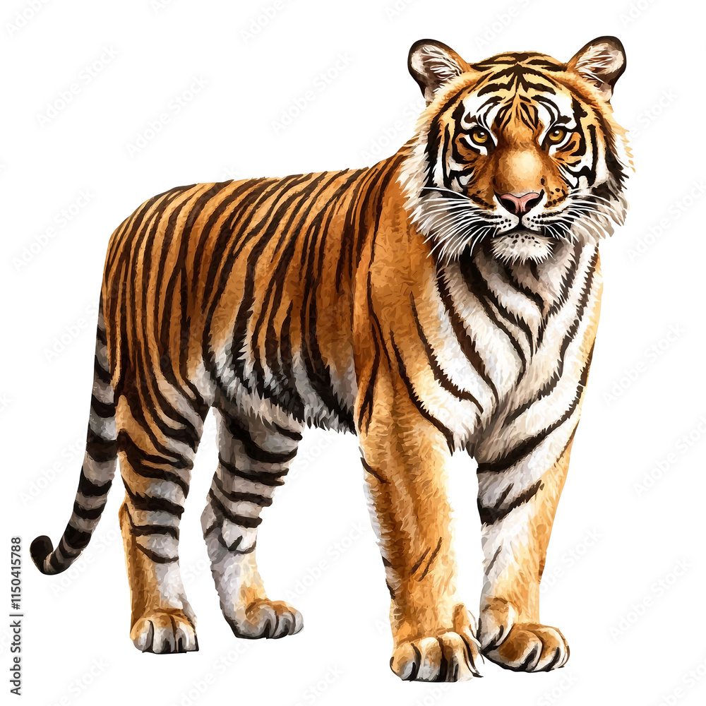 Obraz premium Watercolor Tiger Vector Illustration