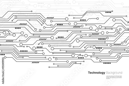 Digital technology circuit board background with dynamic lines. Abstract technology design. Vector illustration.