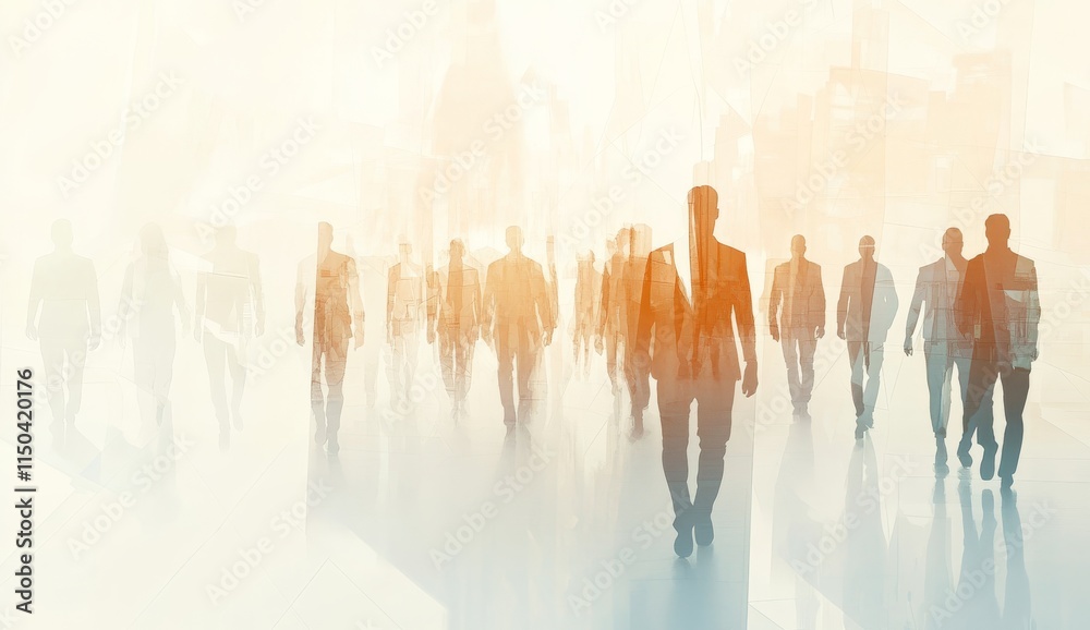 Fototapeta premium Abstract Businesspeople Silhouettes in Motion 