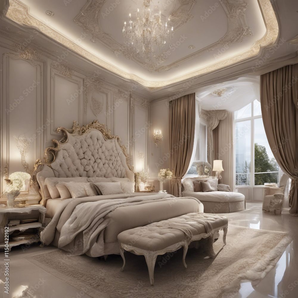 Fototapeta premium luxury bedroom interior background