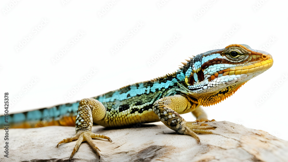 Naklejka premium Photo of chameleon with beautiful color white background