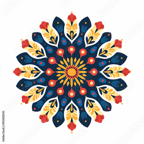 minimal flat An indian beautiful image of a rangoli design at night. flat vector