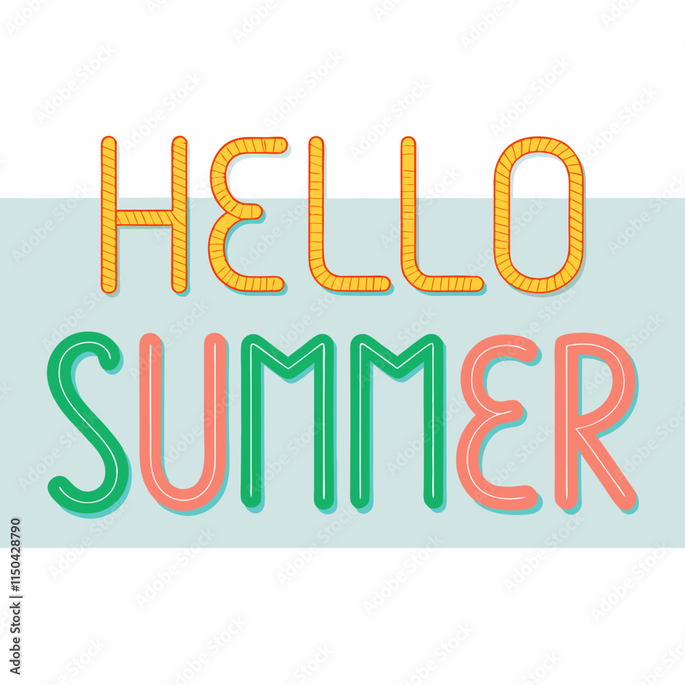 Hello Summer: Vibrant and Creative Design Featuring written with straw like textures
