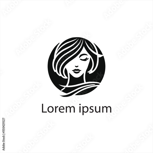 A Black Women Hair Cut Logo Design On White Background