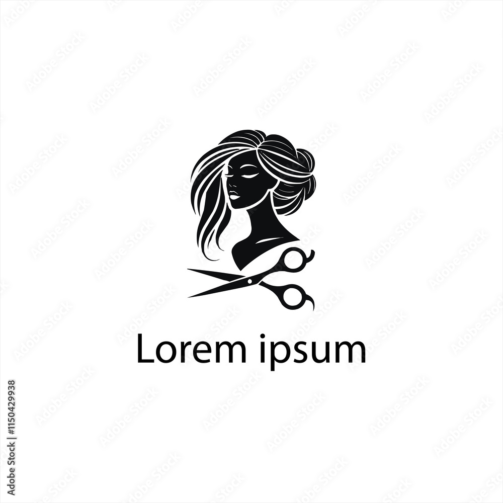 Obraz premium A Black Women Hair Cut Logo Design On White Background