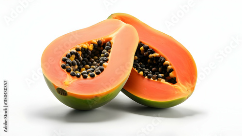 Orange papaya fruit on white background 