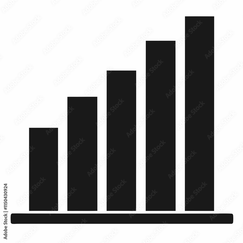 Black Silhouette Bar Graph Vector Art Black Silhouette Bar Graph Vector Art