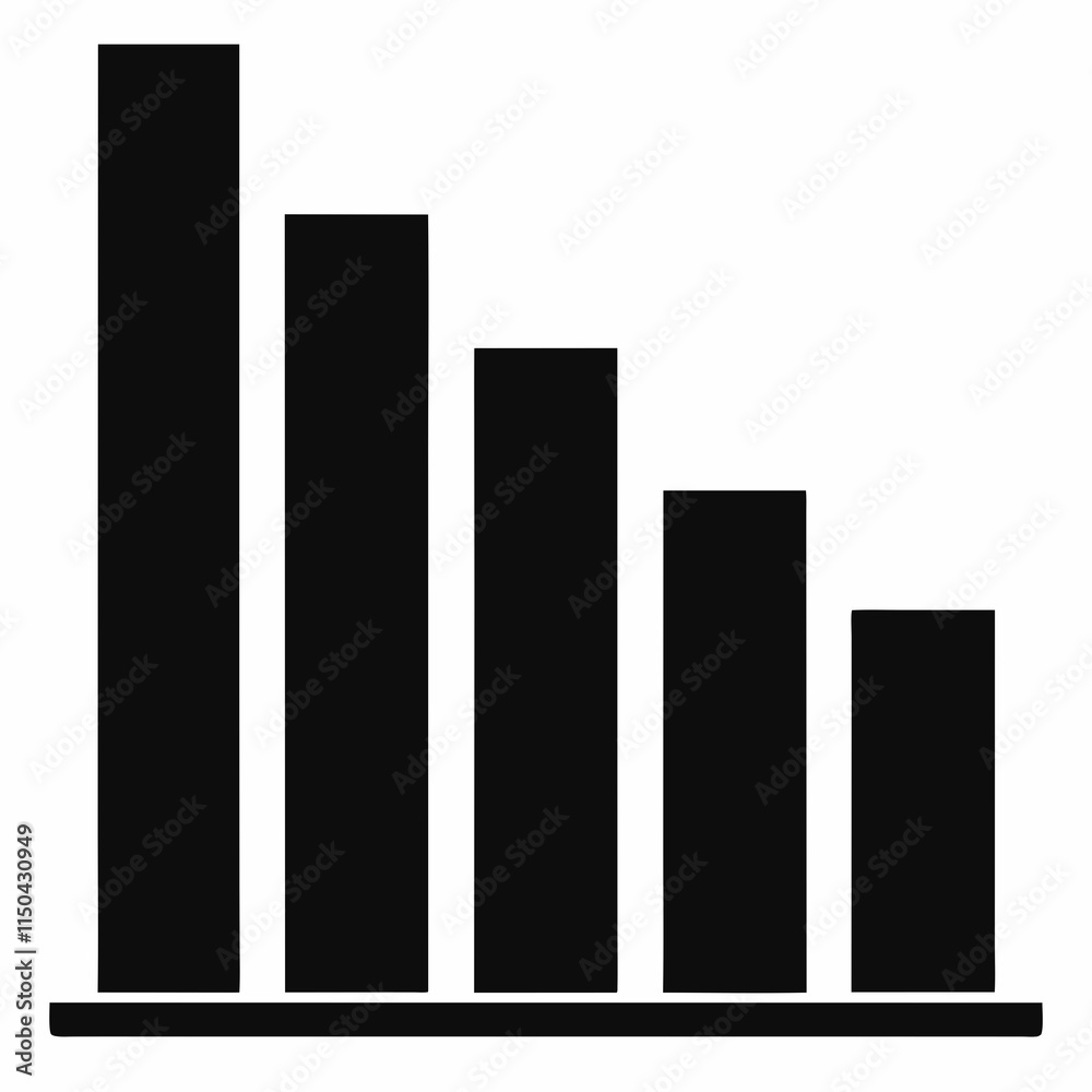 Black Silhouette Bar Graph Vector Art Black Silhouette Bar Graph Vector Art