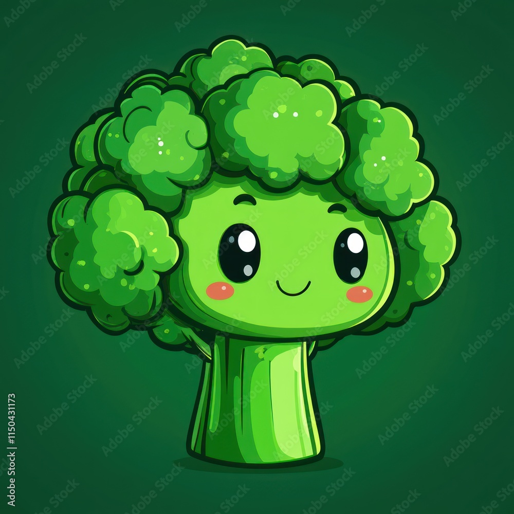 Adorable Cartoon Broccoli Character Illustration Adorable Cartoon Broccoli Character Illustration