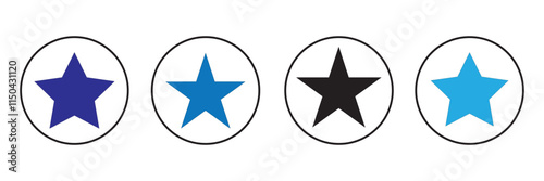 Icon set of stars with different variations. Colorful star icons.More size color star icon.