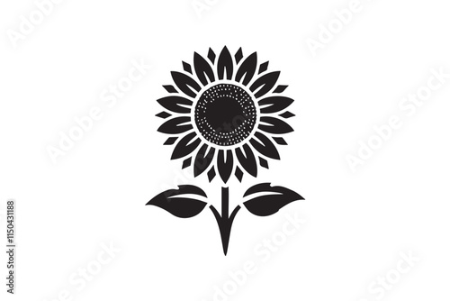 simple sunflower black color vector silhouette in white background