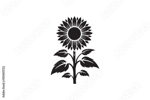 simple sunflower black color vector silhouette in white background