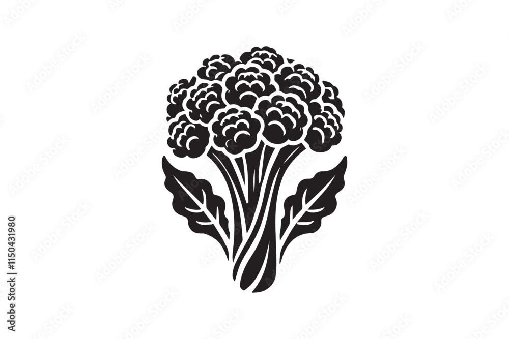 Fototapeta premium simple cauliflower black color silhouette in white background
