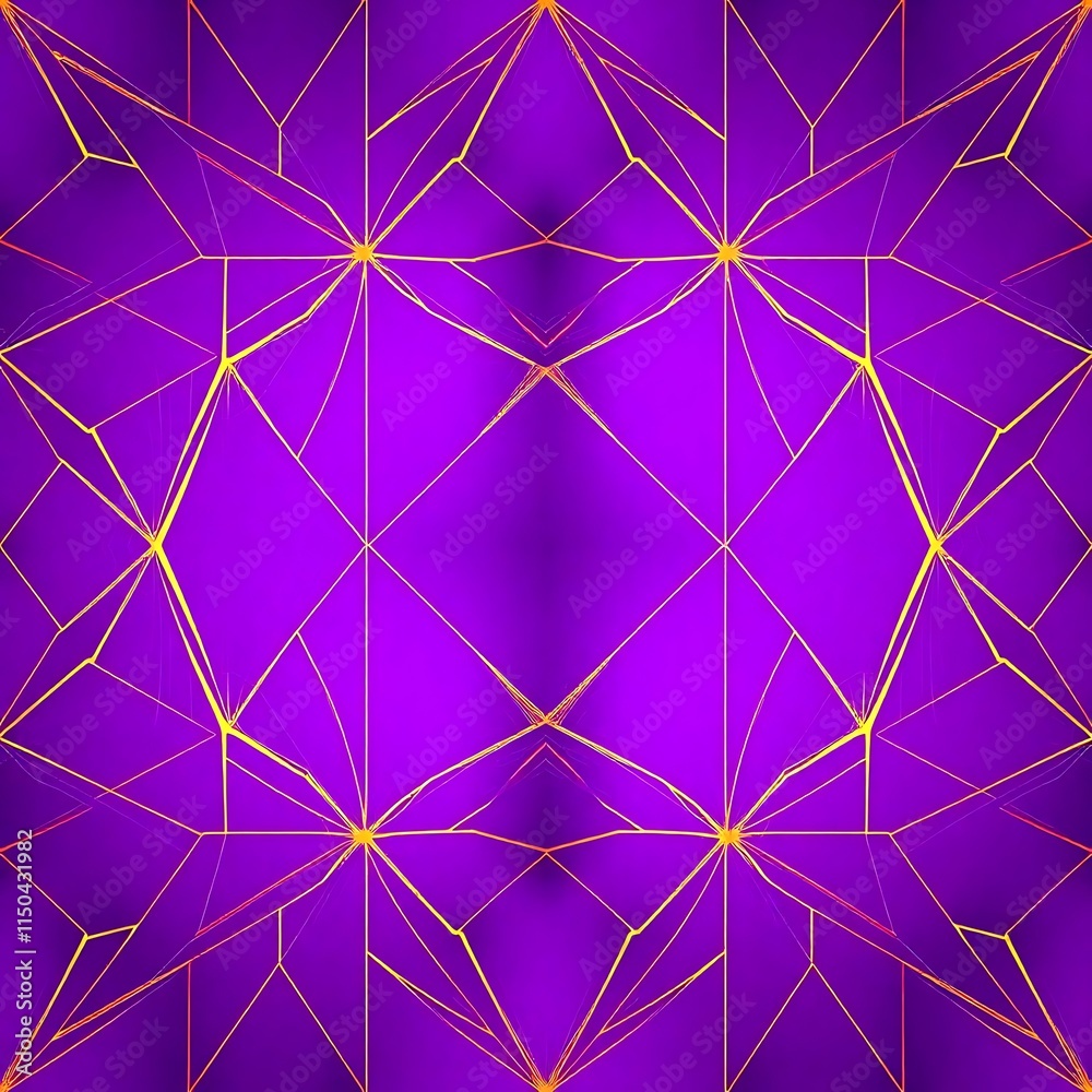 Obraz premium Geometric Luxury: A captivating pattern of golden lines and delicate dots on a rich purple background. The design evokes a sense of sophistication and glamour.