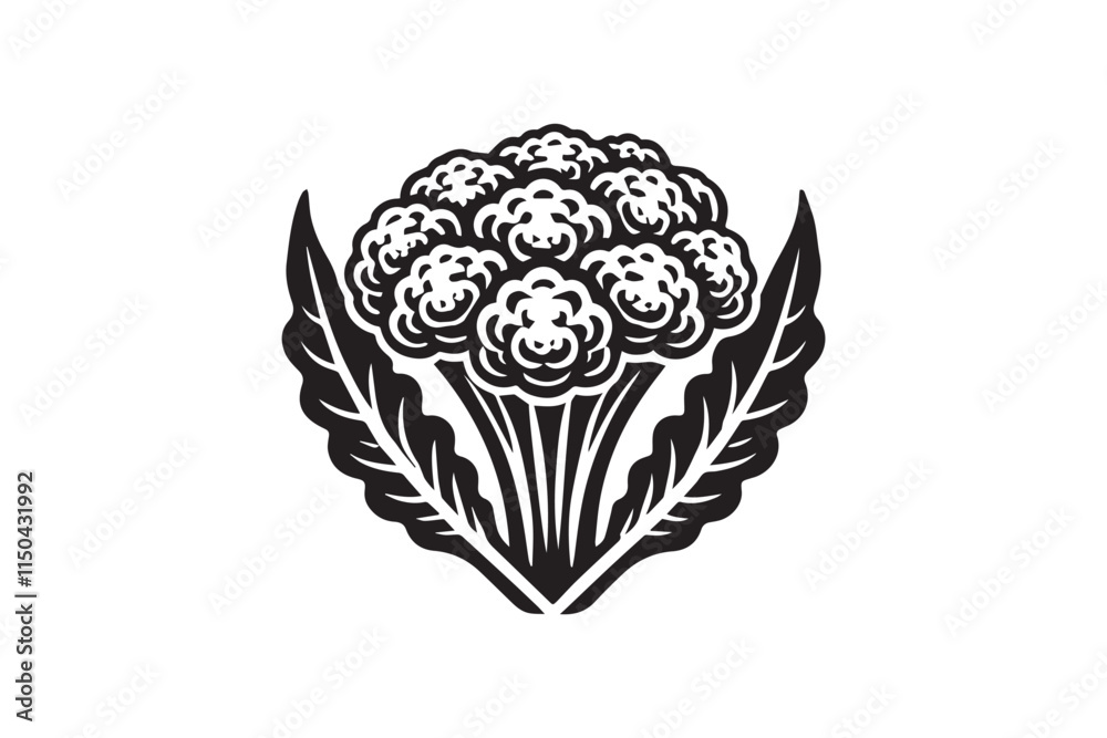 Obraz premium simple cauliflower black color silhouette in white background