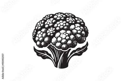 simple cauliflower black color silhouette in white background