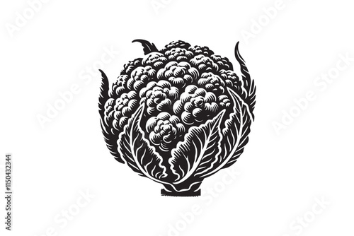 simple cauliflower black color silhouette in white background