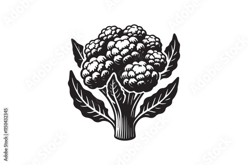 simple cauliflower black color silhouette in white background