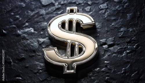 shiny dollar symbol made of silver 