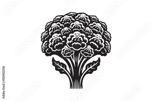 simple cauliflower black color silhouette in white background
