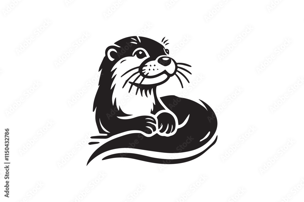 custom made wallpaper toronto digitalsimple otter black color silhouette in white background