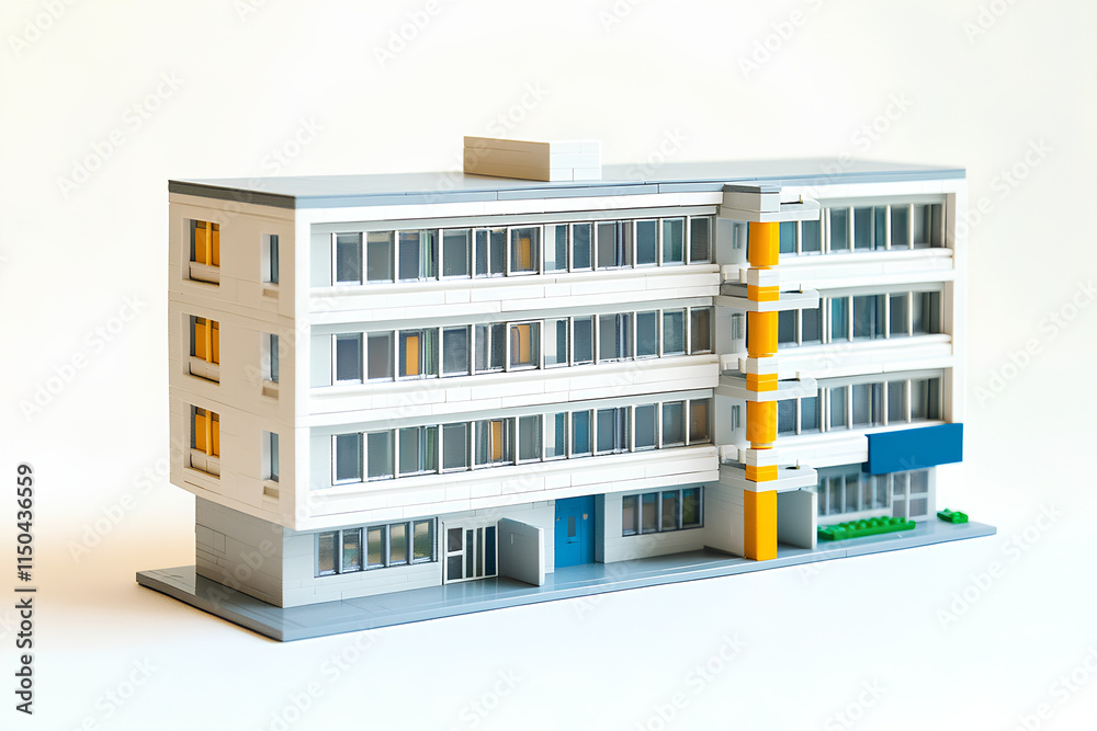 miniature school building on white background miniature school building on white background