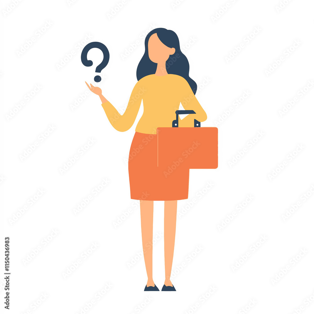 simple vector of woman Holding a briefcase ready for a Q&A simple vector of woman Holding a briefcase ready for a Q&A