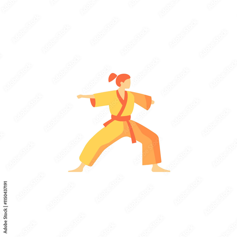 simple person practicing martial arts flar vector simple person practicing martial arts flar vector