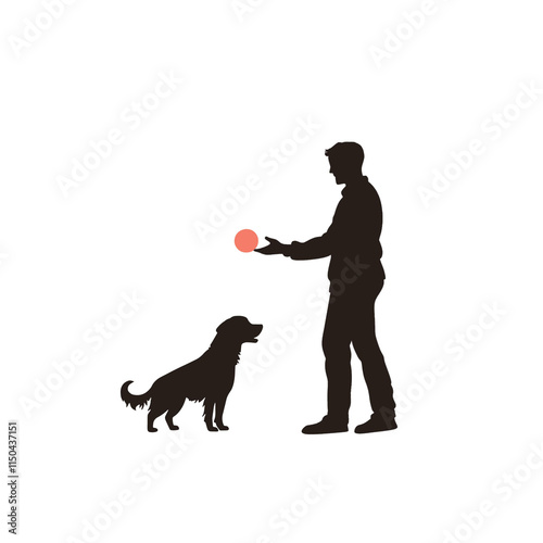 Photography person playing fetch with a dog flat vector