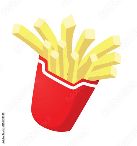 French fries in box, vector