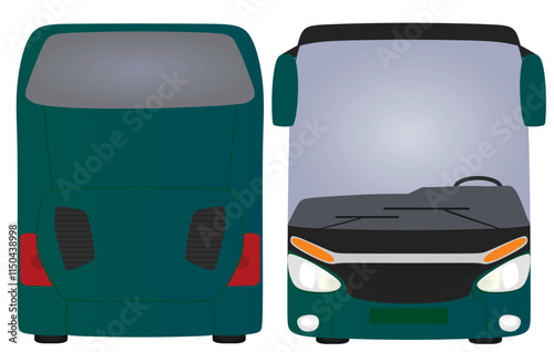 Green  tourist bus. vector illustration