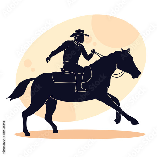 flat design cowboy silhouette illustration