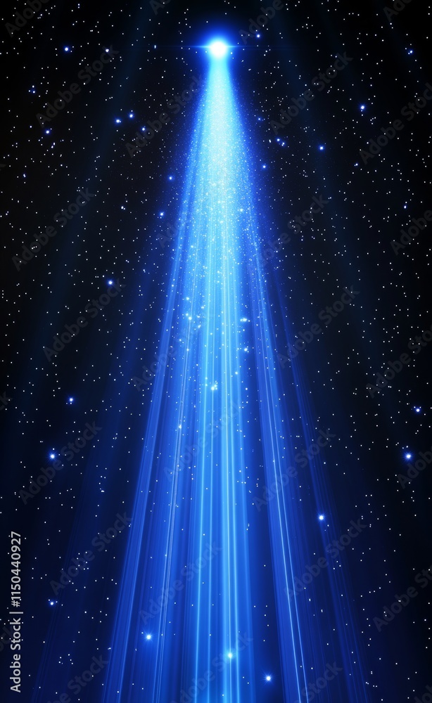 Radiant Blue Light Beam Piercing Through a Starry Night Sky Creating a Stunning Visual Spectacle for Stargazers or Astronomers Radiant Blue Light Beam Piercing Through a Starry Night Sky Creating a Stunning Visual Spectacle for Stargazers or Astronomers