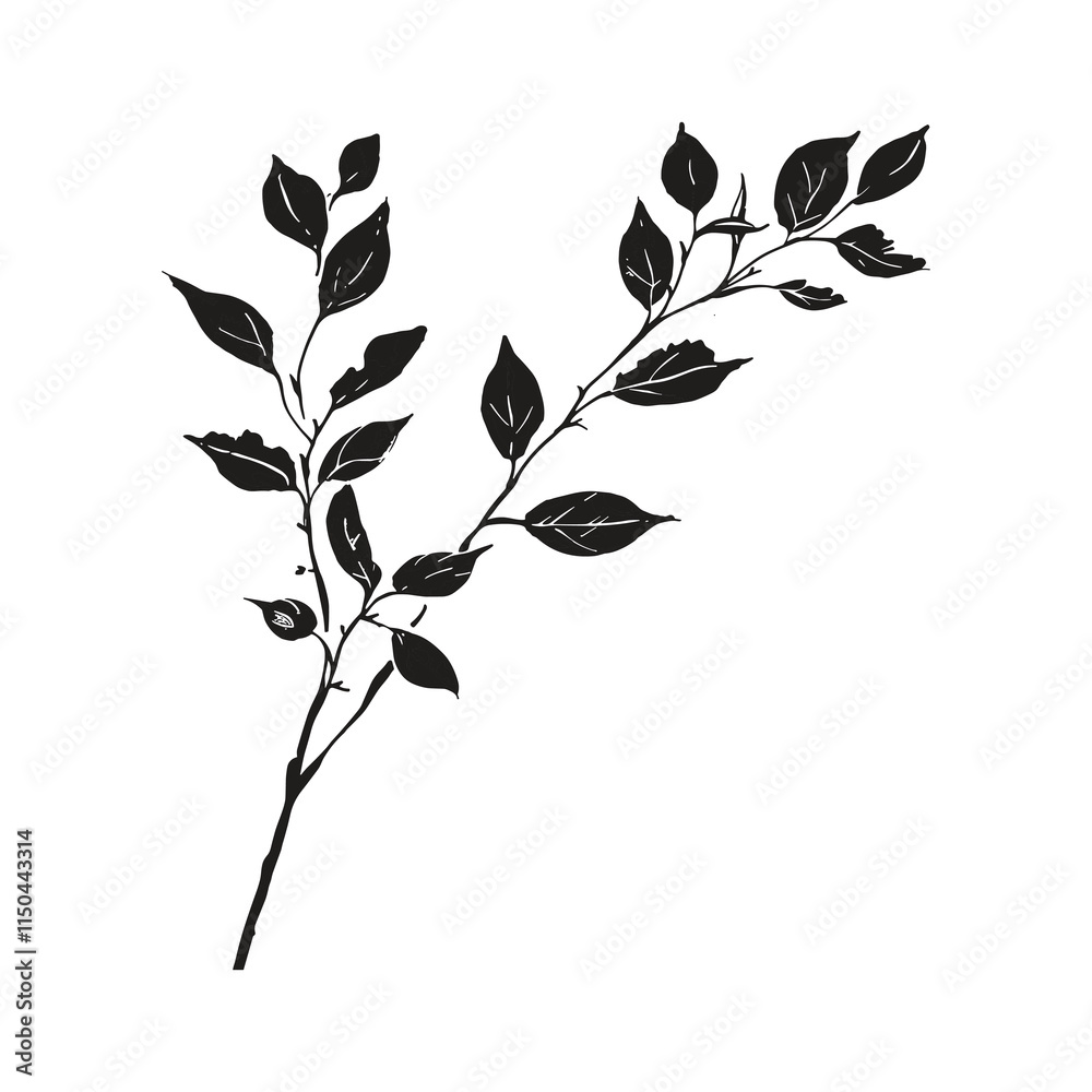 Elegant Silhouette Of A Black And White leaves Vector Illustration Elegant Silhouette Of A Black And White leaves Vector Illustration